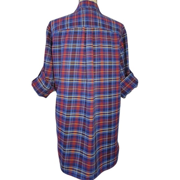 Tommy Hilfiger Ladies Tartan Plaid Button-Down Cotton Poplin Shirt, Size L - Picture 3 of 7
